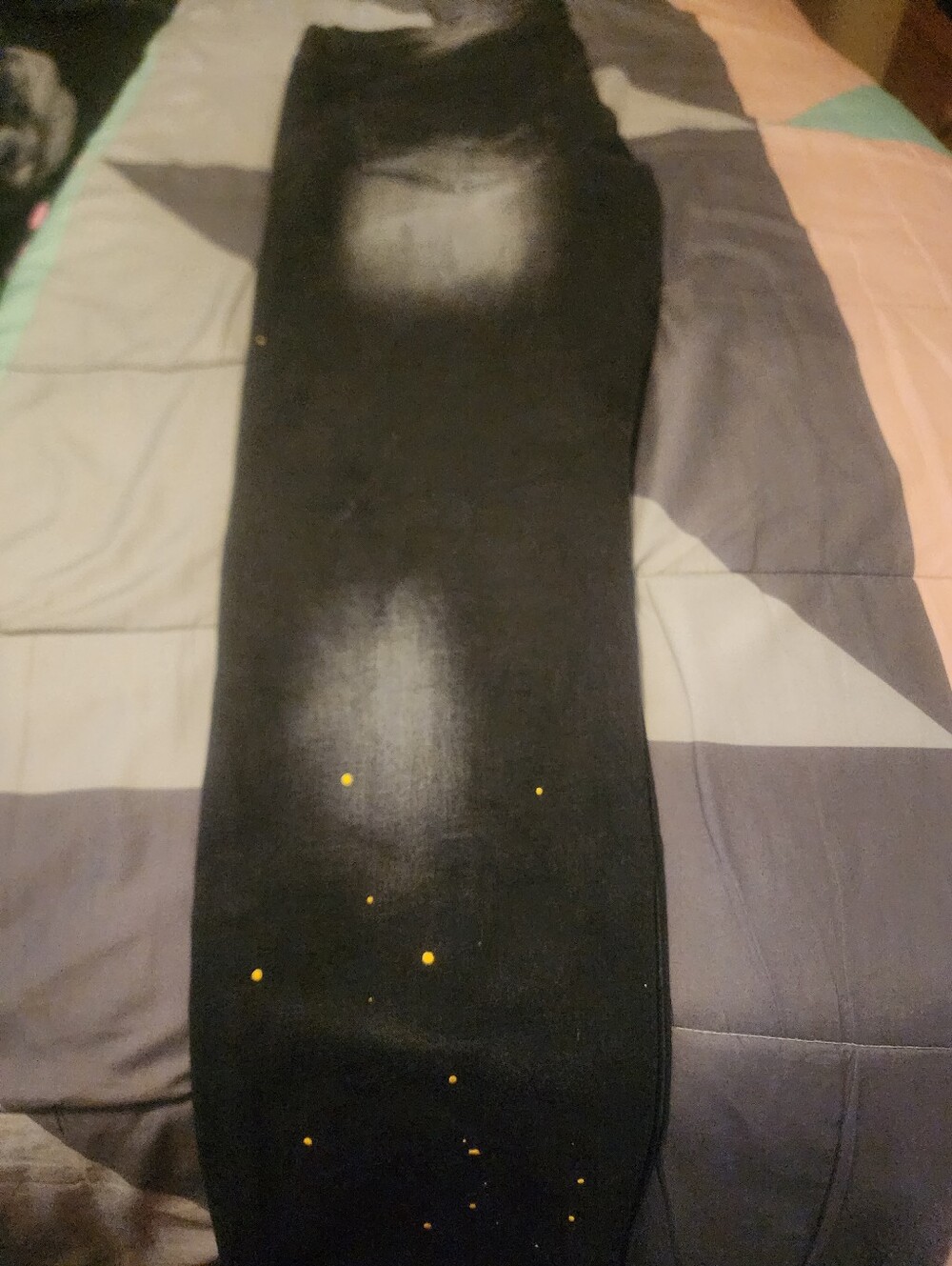 Slim Black Men's Jeans with Yellow Paint-Speck Detail